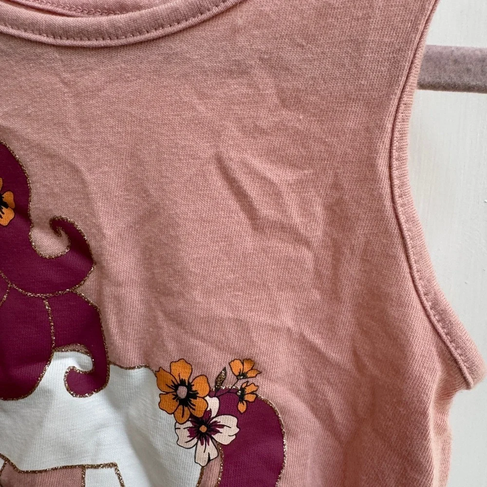 The Children's Place 2T Girls Pink and White Unicorn Glitter Tank Top